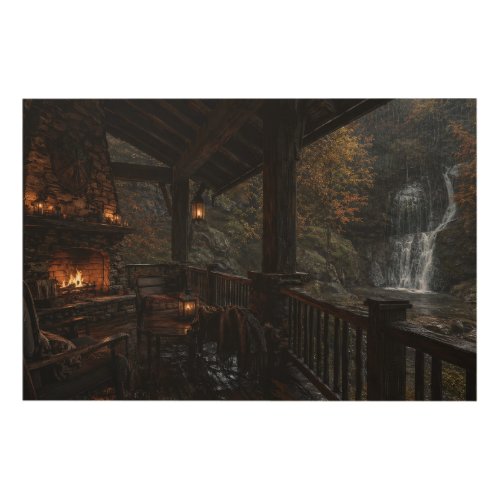 Autumn Waterfall Porch Wood Wall Art