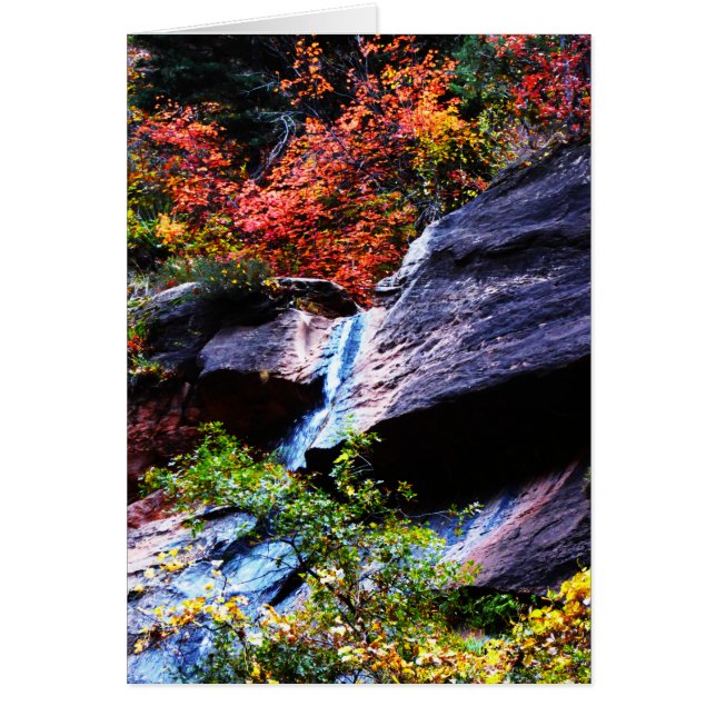 Autumn Waterfall Subway Zion Blank Greeting Card (Front)