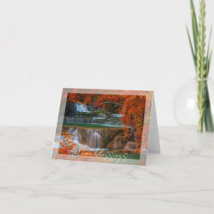 Autumn waterfall with custom text card