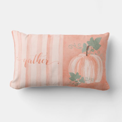 Autumn _ WC Gather Word Art with Pumpkin Lumbar Pillow