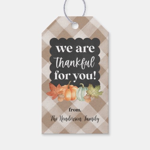 Autumn We Are Thankful Fall Appreciation Gift Tags