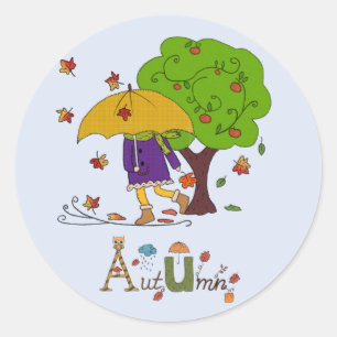autumn weather classic round sticker