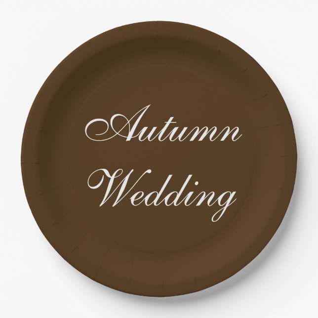 Autumn Wedding Brown Rich Deep Rustic Color Paper Plates (Front)