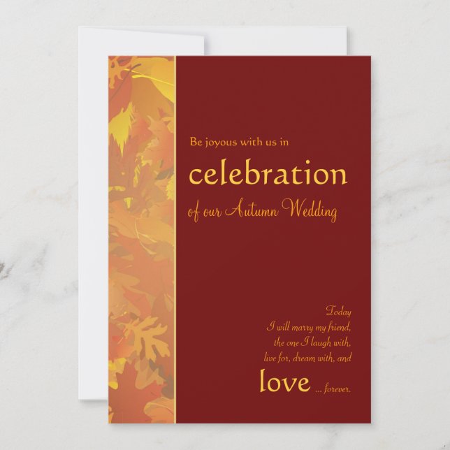 Autumn Wedding - Contemporary Wedding Invitations (Front)