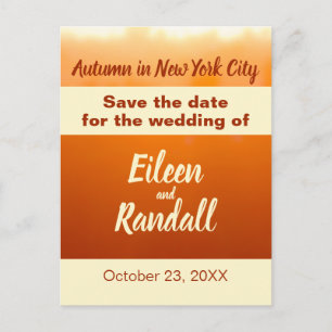 Autumn Wedding Fall Colors Orange Save the Date Postcard