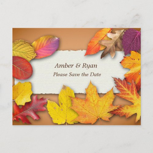 Autumn Wedding Fall Colors Save the Date Postcard