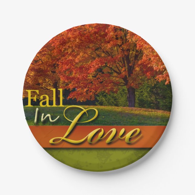 Autumn Wedding Fall In Love Pretty Foliage Photo Paper Plates (Front)