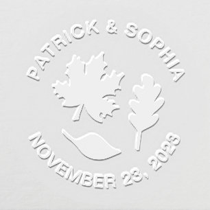 Autumn Wedding Fall Leaves Personalized Embosser