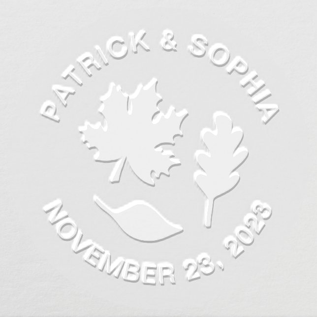 Autumn Wedding Fall Leaves Personalized Embosser (Design)