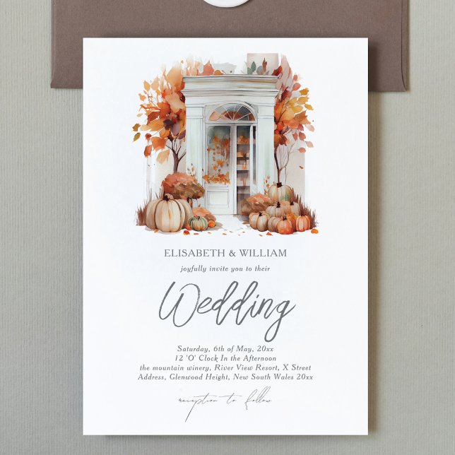Autumn Wedding Front Door Pumpkin  Invitation (Creator Uploaded)