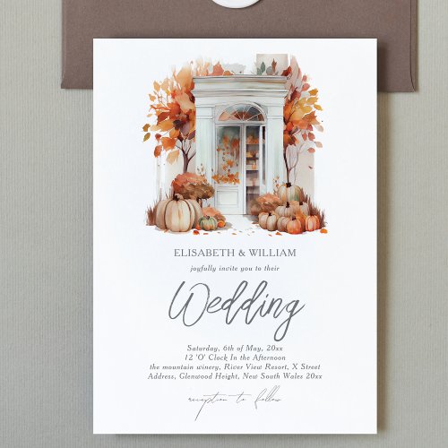 Autumn Wedding Front Door QR Code Rsvp Invitation