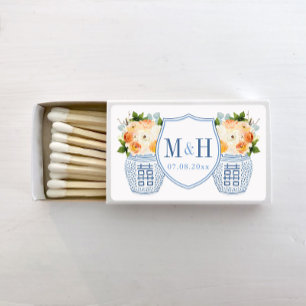 Autumn Wedding Ginger Jar Fall Flowers Monogram Matchboxes