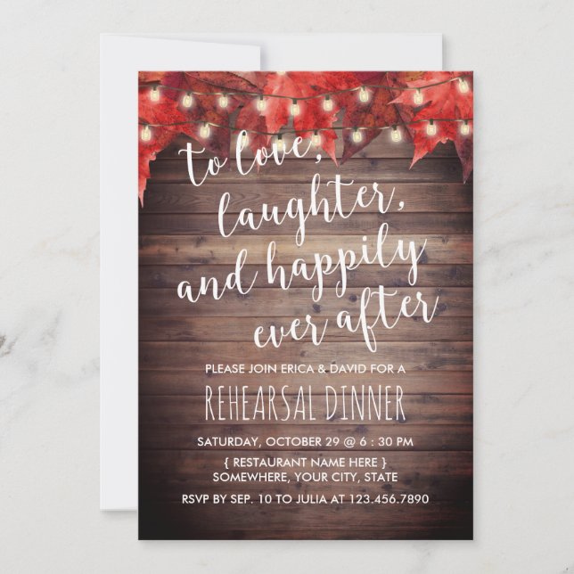 Autumn Wedding Happily Ever After Rehearsal Dinner Invitation (Front)