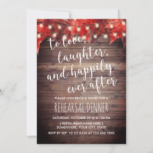 Autumn Wedding Happily Ever After Rehearsal Dinner Invitation
