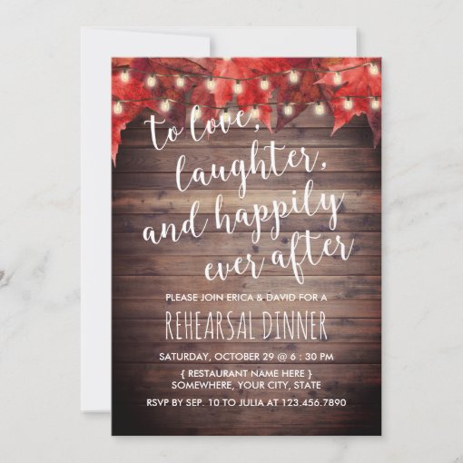 Autumn Wedding Happily Ever After Rehearsal Dinner Invitation Zazzle 9686