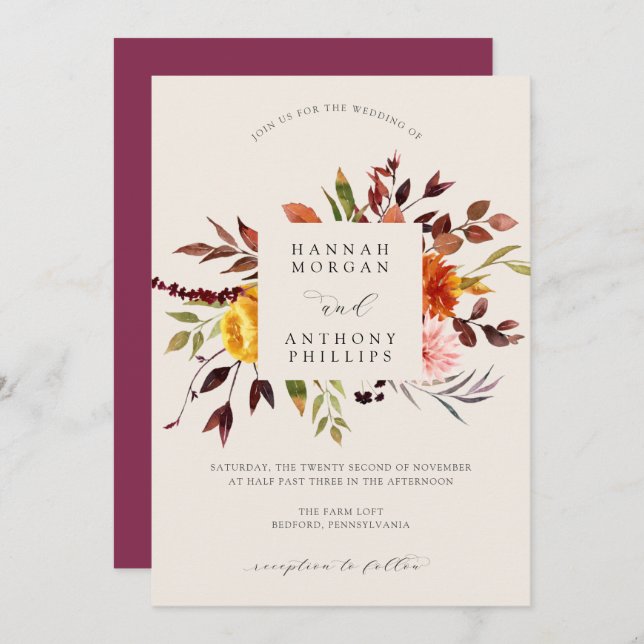 Autumn Wedding invitation (Front/Back)