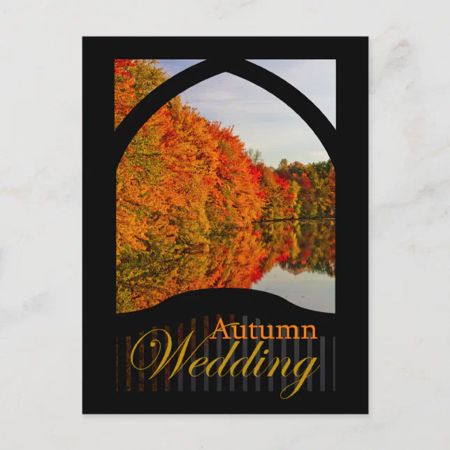 Fall Post Card Invite Autumn Wedding Invitation Fall Wedding Postcard | Zazzle