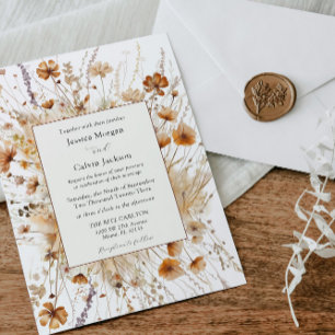 Autumn Wedding Orange Floral Invitation