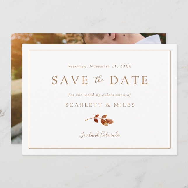 Autumn Wedding Photo Save The Date (Front/Back)