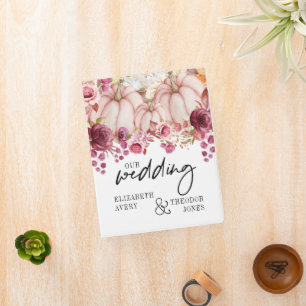 Autumn Wedding Pink Floral Burgundy Pumpkin Mini Binder