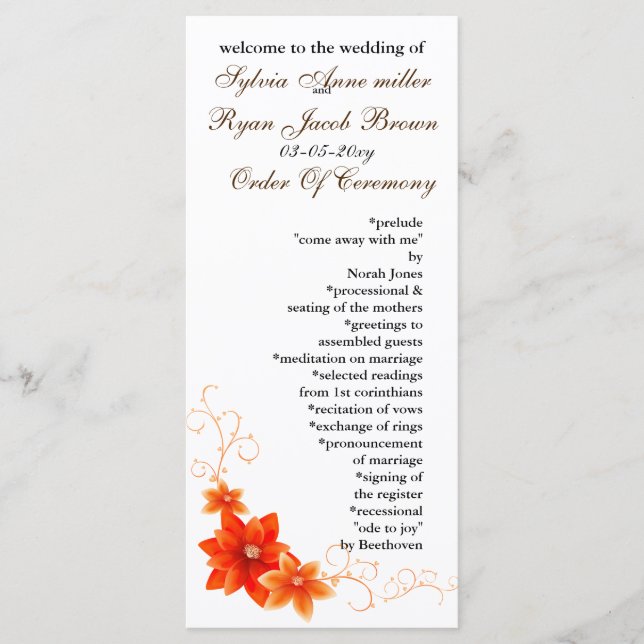 autumn Wedding program (Front)