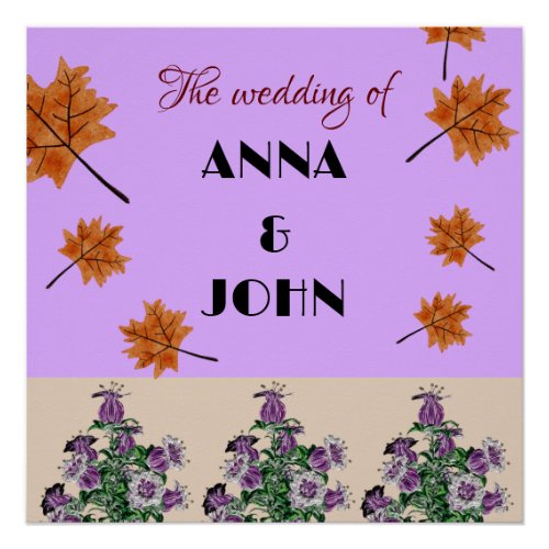 Autumn wedding purple color Elegant modern Poster
