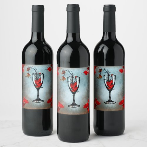 Autumn Wedding Sparkling Wine Glass Wine Label