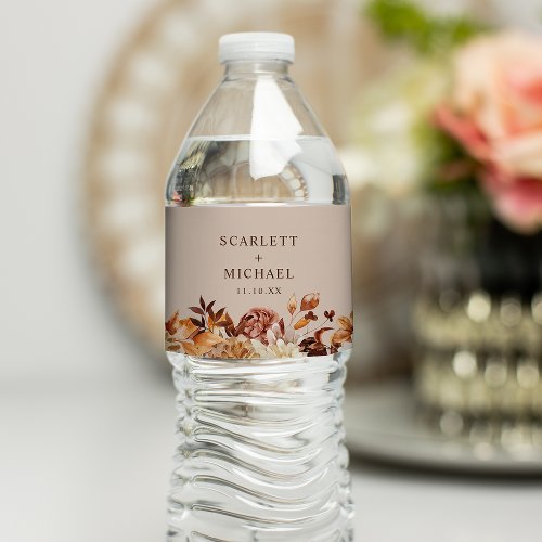 Autumn Wedding Water Bottle Label