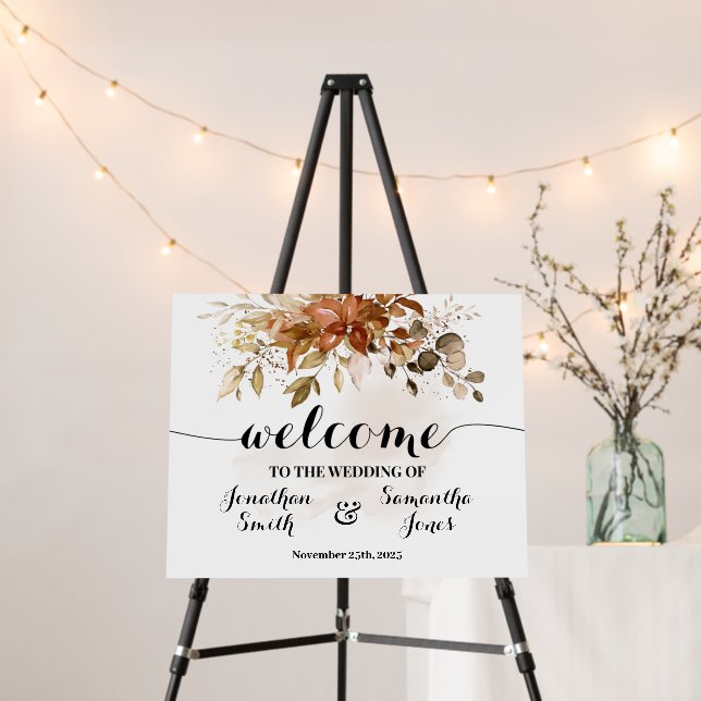 Autumn Wedding Welcome Reception Fall  Foam Board (In Situ (Stand))