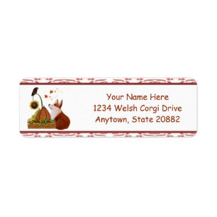 Autumn Welsh Corgi with Pumpkin Label