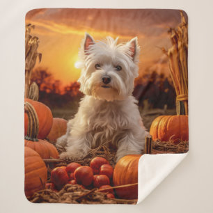Autumn Westie – Bright & Cheerful Sherpa Blanket