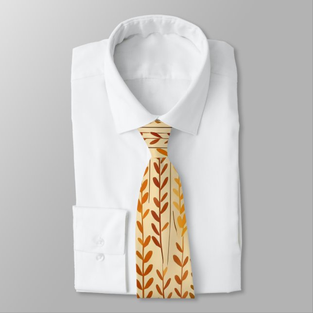 Autumn Wheat Sheaf Neck Tie (Tied)