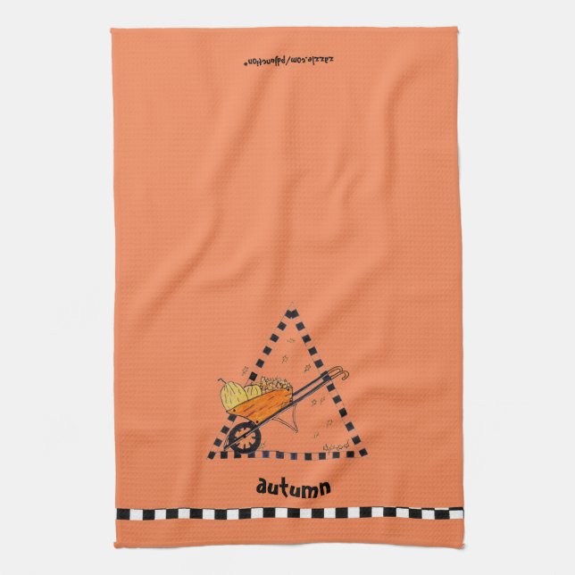 Autumn Wheelbarrow Kitchen Towel (Vertical)