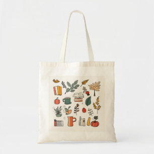 Autumn Whimsy: Hand-Drawn Fall Essentials Tote Bag
