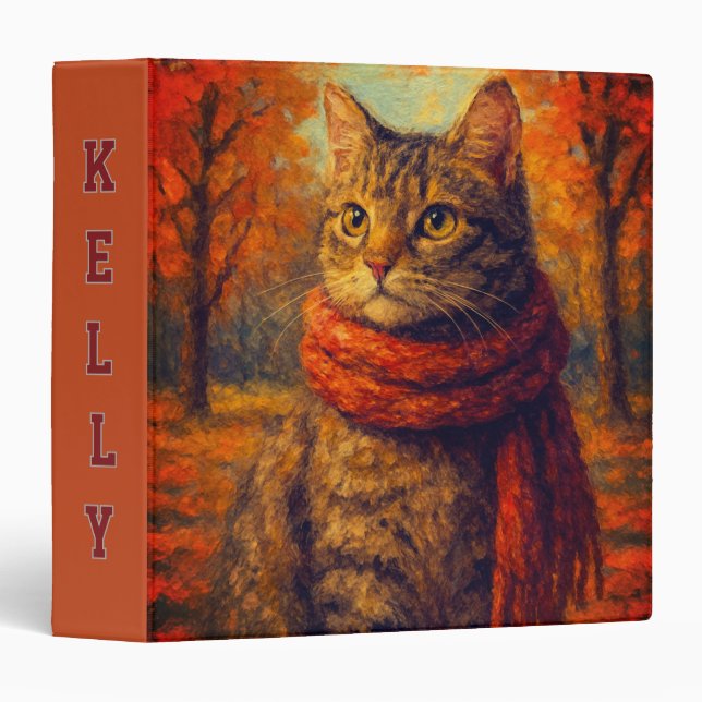 Autumn Whiskers A Cozy Cat in the Fall Breeze 3 Ring Binder (Front/Spine)