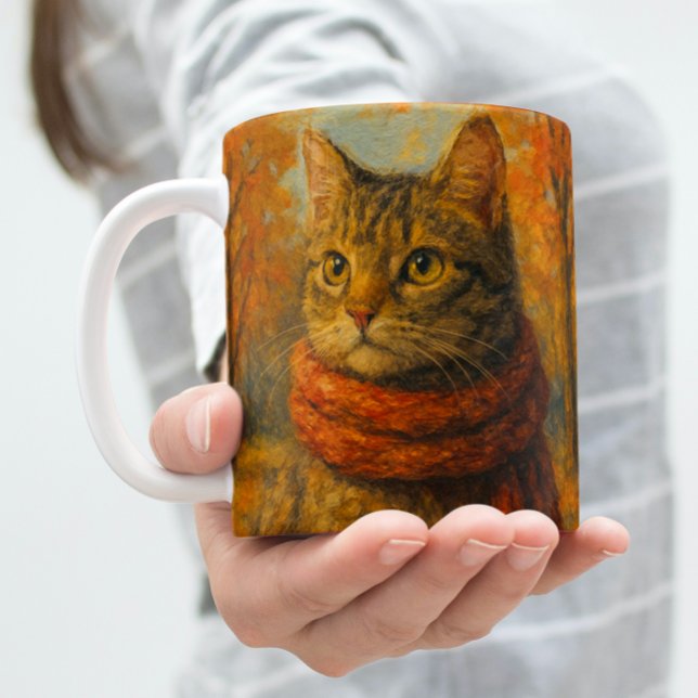 Autumn Whiskers A Cozy Cat in the Fall Breeze Coffee Mug (Creator Uploaded)