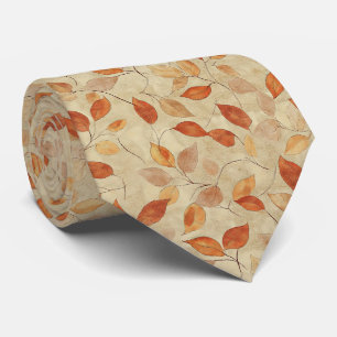 Autumn Whisper - Fall Leaves in Warm Earth Tones Neck Tie