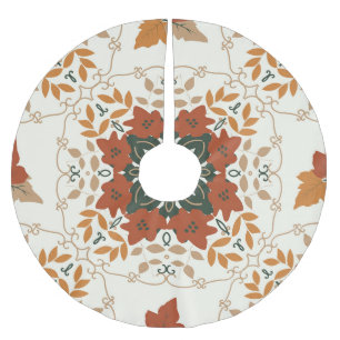 Autumn Whispers: Floral Geometric Blend Brushed Polyester Tree Skirt