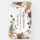 Autumn White Floral Bridal Shower Welcome Banner (Vertical)