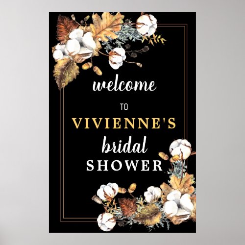 Autumn White Floral Bridal Shower Welcome Sign