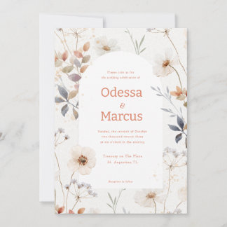 Autumn White Floral Wedding Invitation