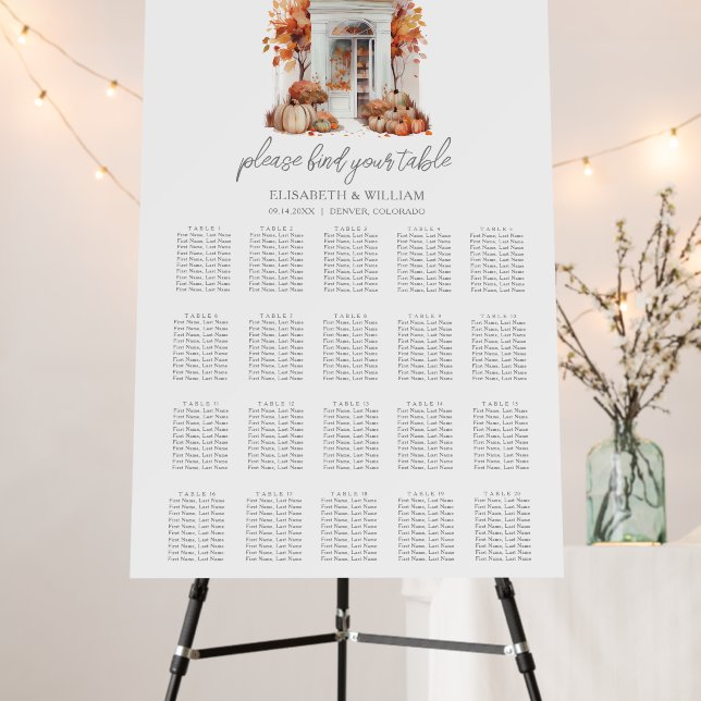 Autumn White Front Door Wedding Seating Chart Foam Board (In Situ (Stand))