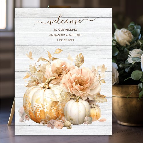 Autumn White Gold Glitter Pumpkin Wedding Foam Board