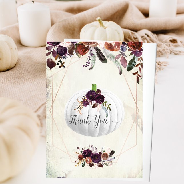 Autumn White Pumpkin Baby Shower Thank You Card (Creator Uploaded)
