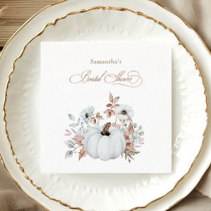 Autumn White Pumpkin Bridal Shower Napkins