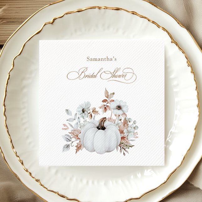 Autumn White Pumpkin Bridal Shower  Napkins (Creator Uploaded)