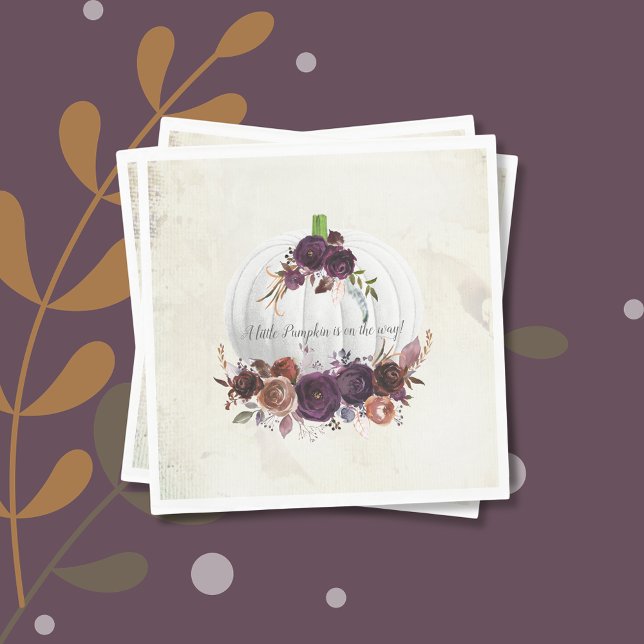 Autumn White Pumpkin Couple Baby Shower Napkins (Creator Uploaded)