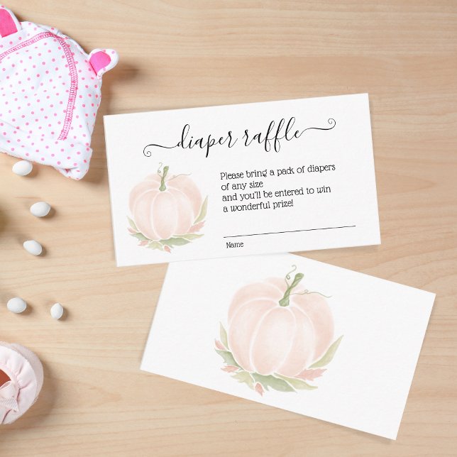 Autumn White Pumpkin Diaper Raffle Watercolor  Enclosure Card (Creator Uploaded)
