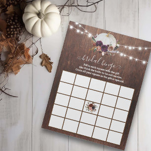 Autumn White Pumpkin Fall in Love Bingo Wood Notepad