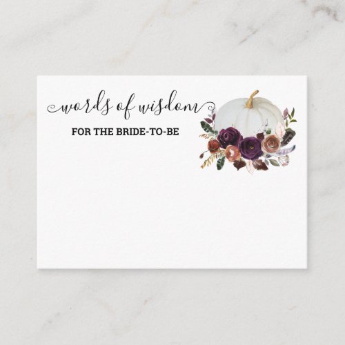 Autumn White Pumpkin Fall in Love Words of Wisdom  Enclosure Card